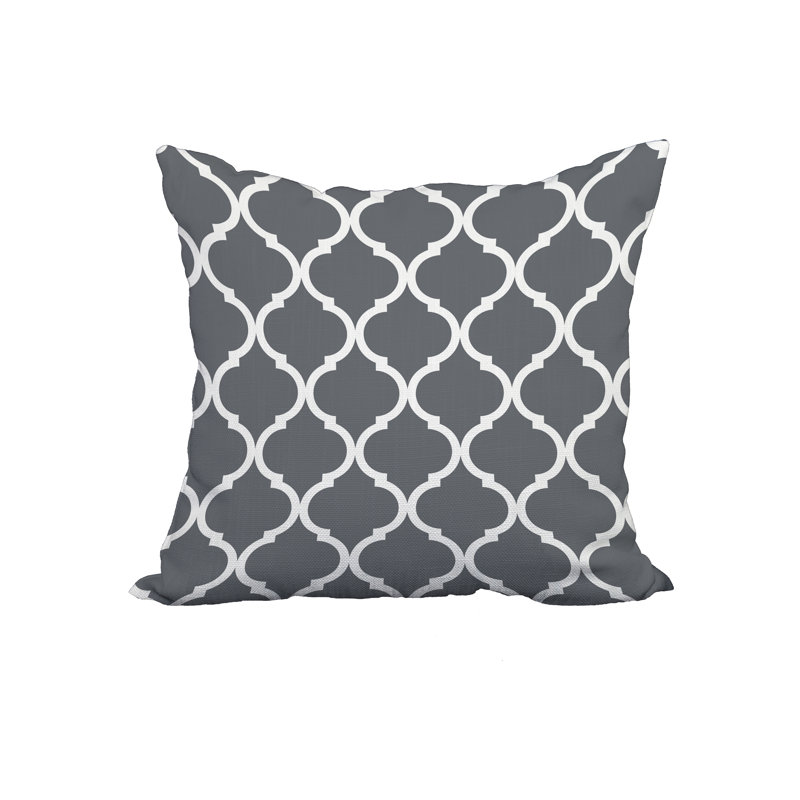 Trellis Geometric Reversible Throw Pillow, 20" x 20", Gray