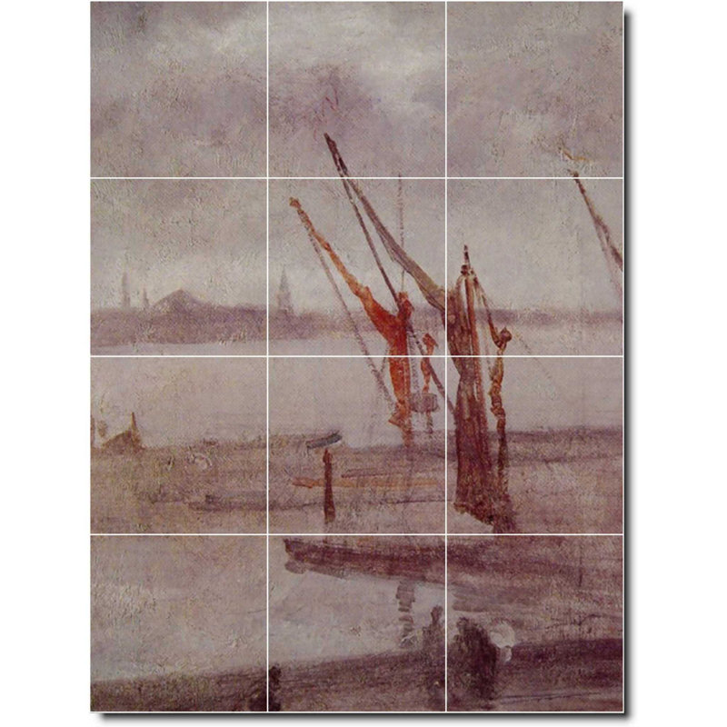 Carreau de céramique décorative 12,75 po x 17 po 4,25 po x 4,25 po, James Whistler, bord de mer, peinture W09827