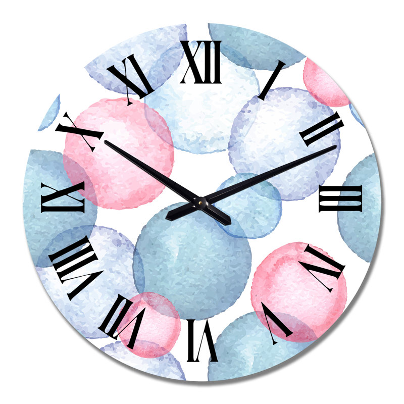 Bleu et rose - Horloge murale moderne, Grand