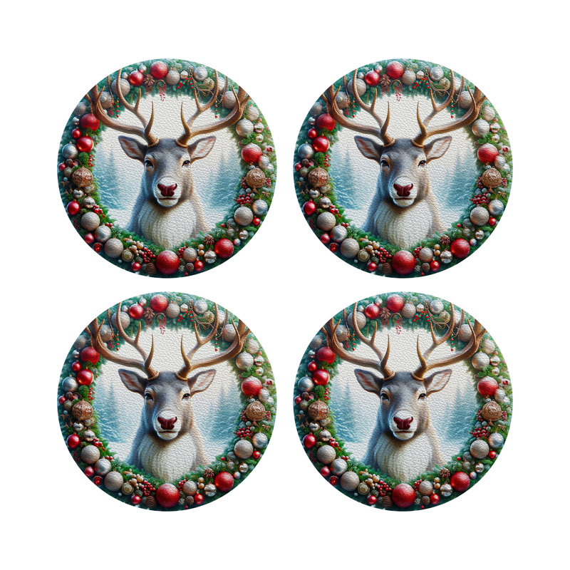 Sous-verres ronds en cuir Claus