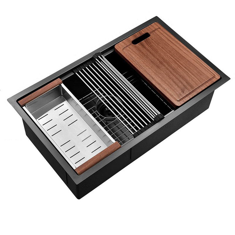 Évier de cuisine encastrable avec accessoires L 32 po x l 19 po Workstation