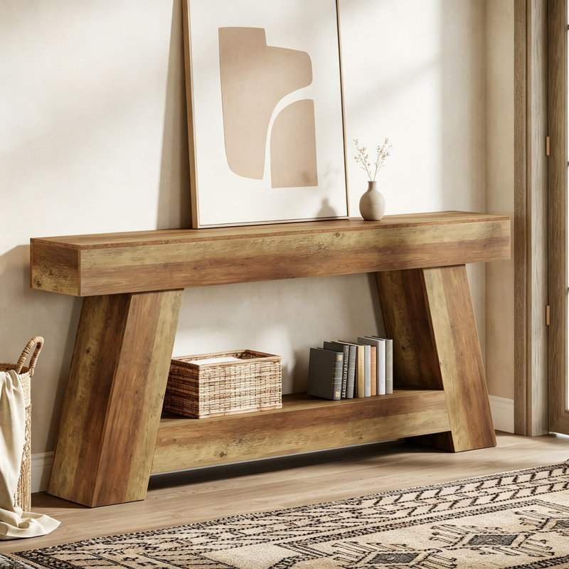 Console de 70,9 pouces de long, table d'entrée de style maison de campagne avec rangement, canapé à 2 niveaux derrière le canapé pour le salon, le couloir et l'entrée