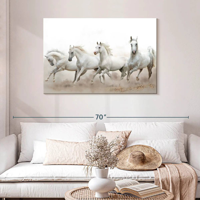 Brampt White Arabian Horses, 30'' H X 45'' W