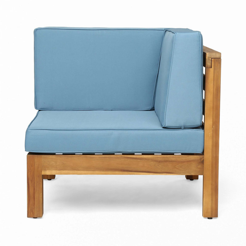 3-Seat Outdoor Sofa, Blue, Natural