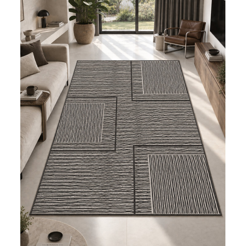 Tapis intérieur / extérieur en chenille antidérapant et lavable Caretta, Carré 8 pi 3 po