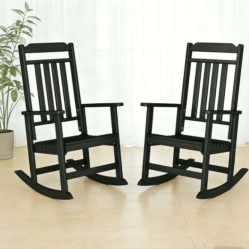 Ensemble de 2 chaises berçantes d'extérieur surdimensionnées, Noir