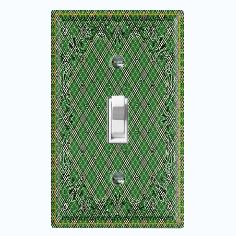Patterned 1 - Gang Toggle Light Switch Standard Wall Plate, Green