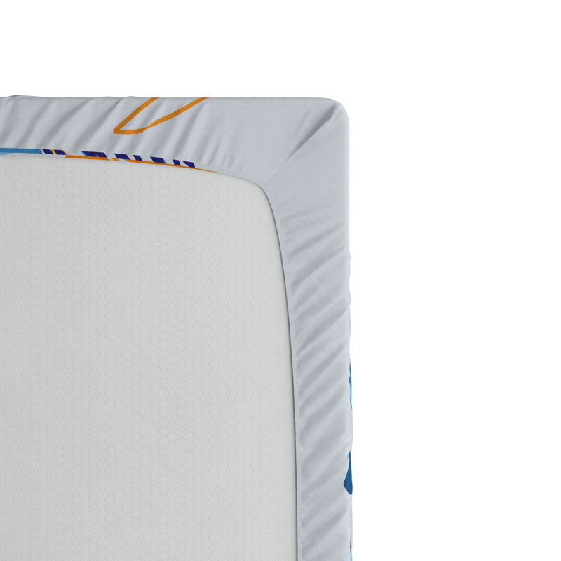 Twin White Microfiber Sports Print Fitted Sheet