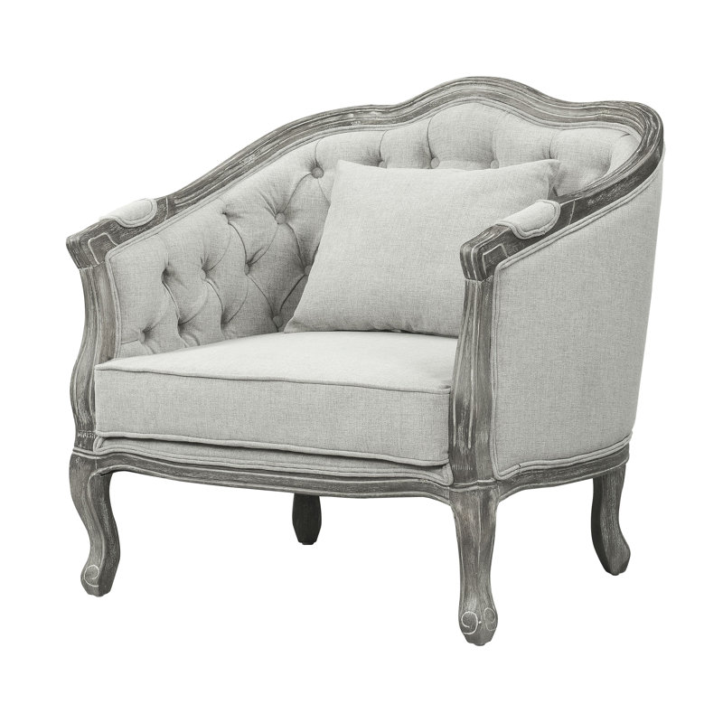 Loumans Upholstered Armchair, Gray Linen, Black