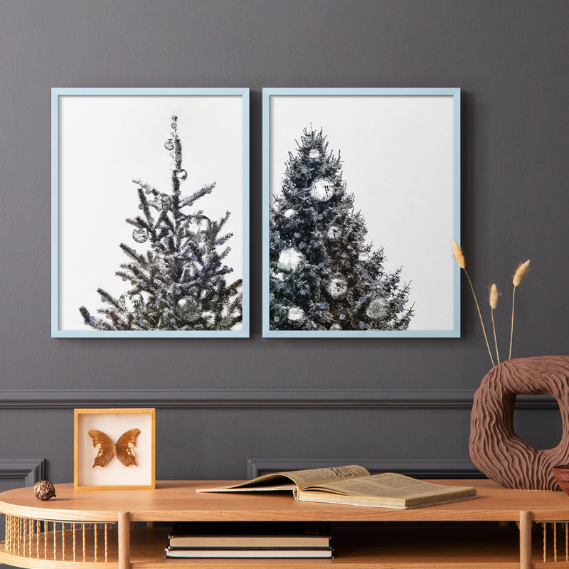 Arbre de Noël disco I - impression encadrée de qualité supérieure - prêt à être accroché - aucun clou requis - aucun clou requis