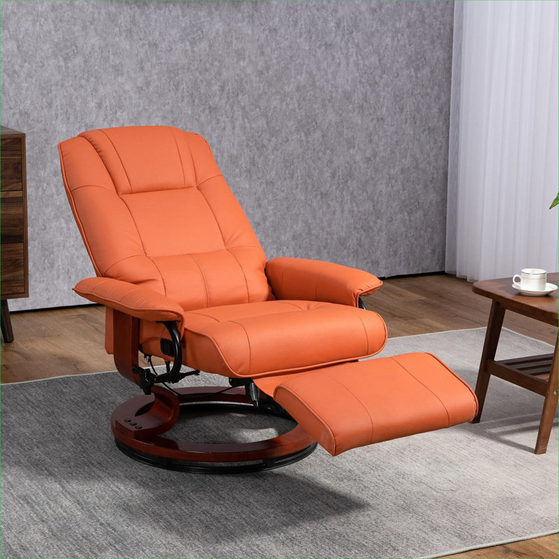  Fauteuil inclinable manuel pivotant à siège simple et petit espace, finition similicuir orange pour le salon