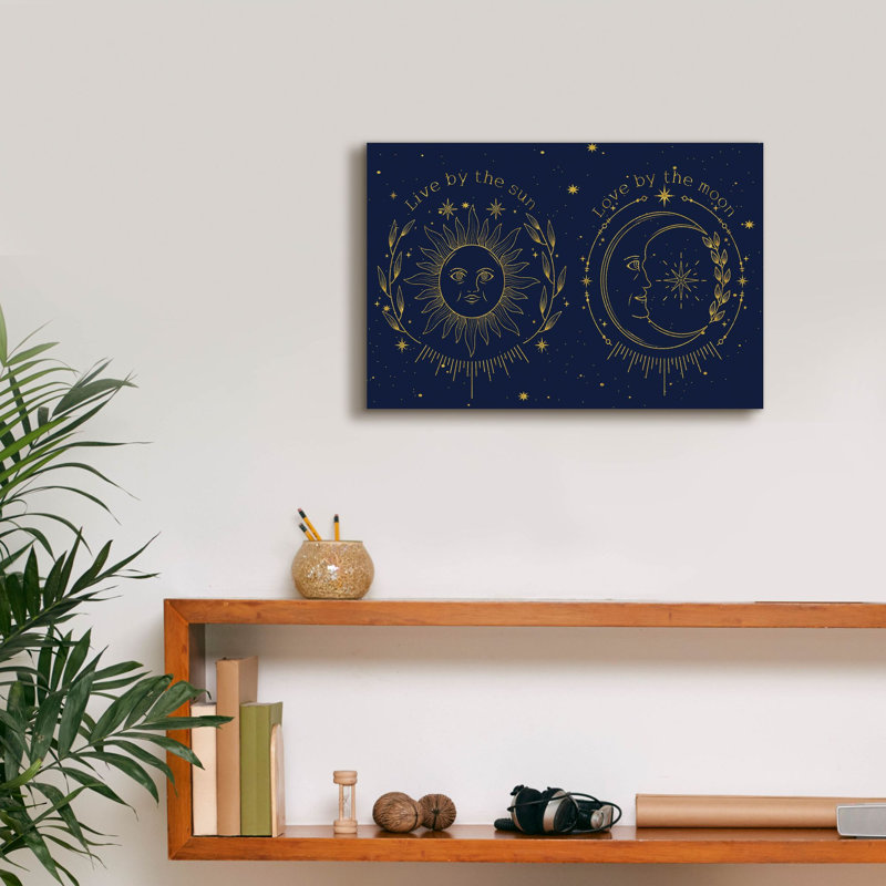 «Celestial Gold B» par Jean Plout, art mural sur toile, H 12 po x l 18 po