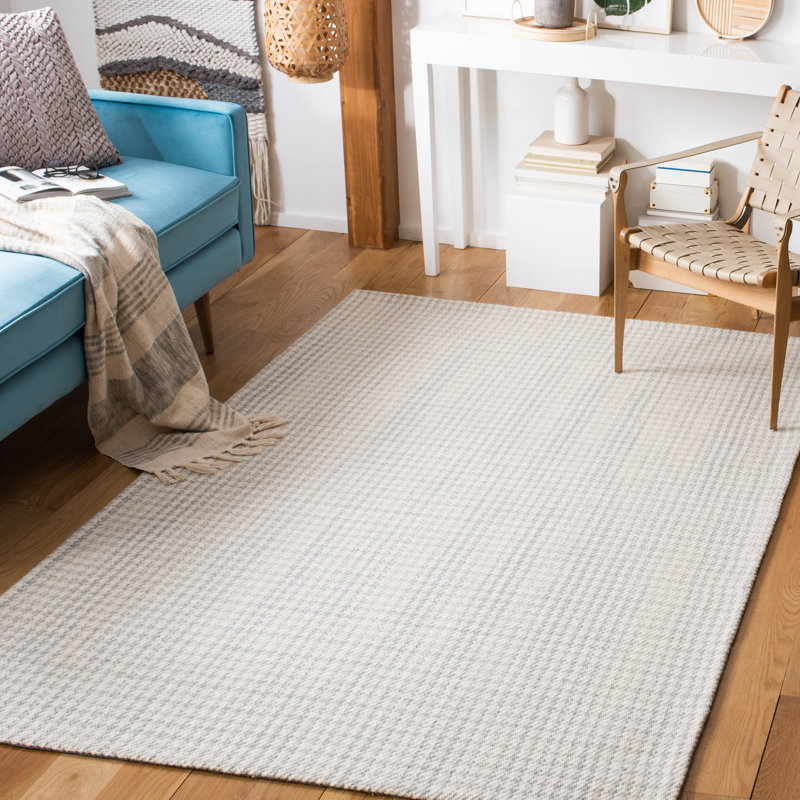 Earic Hand Woven Wool And Cotton Houndstooth Rug, Rectangle 5' x 8'