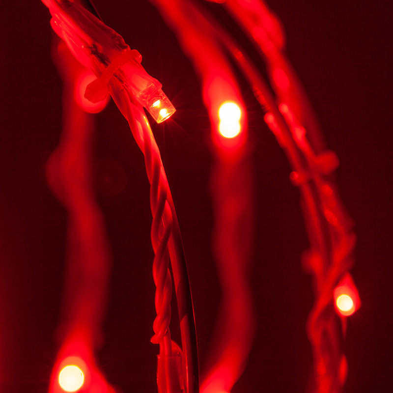 Fold-Flat LED Metal Lighted Outdoor Decoration, 20" H x 20" W x 20" D, Red