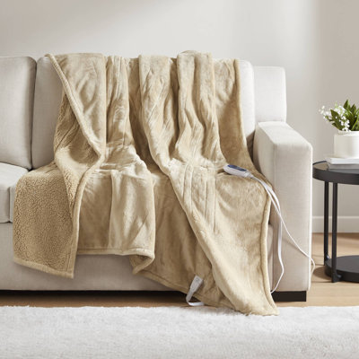 Beautyrest Heated Microlight to Berber Beige 60x70" Throw