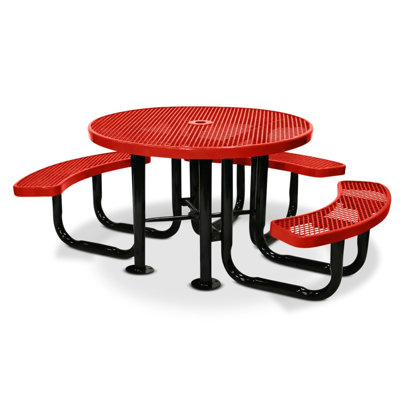 46In Round Picnic Table, Expanded, Red