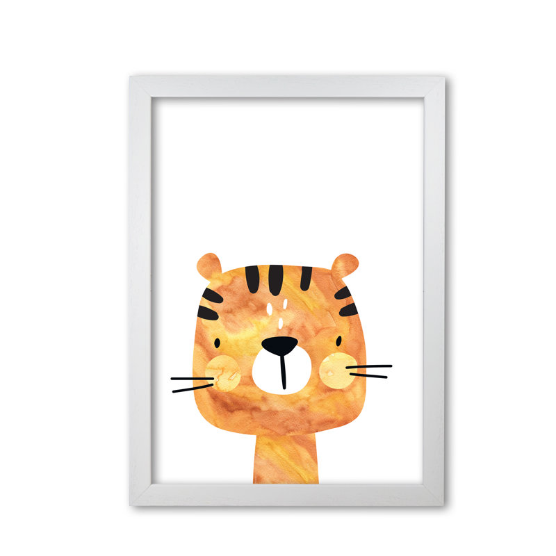 Scandi Tiger - Painting, White Grain Frame, 42 cm H x 30 cm W x 5 cm D