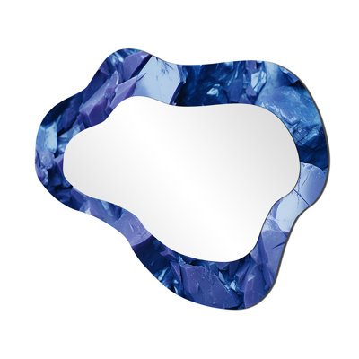 Abstract purple Geometric Gems I - Geometric Cloud Unique Mirror, Blue Asymmetrical Large Wall Mirror, Printed Metal Art