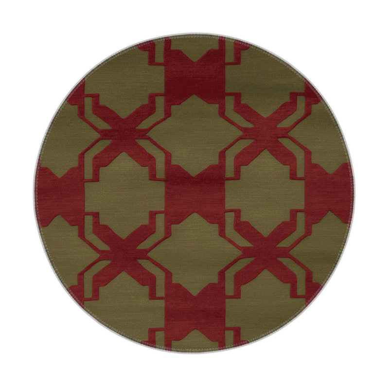 Tapis rouge intérieur et extérieur Trellis, Rond 5 pi