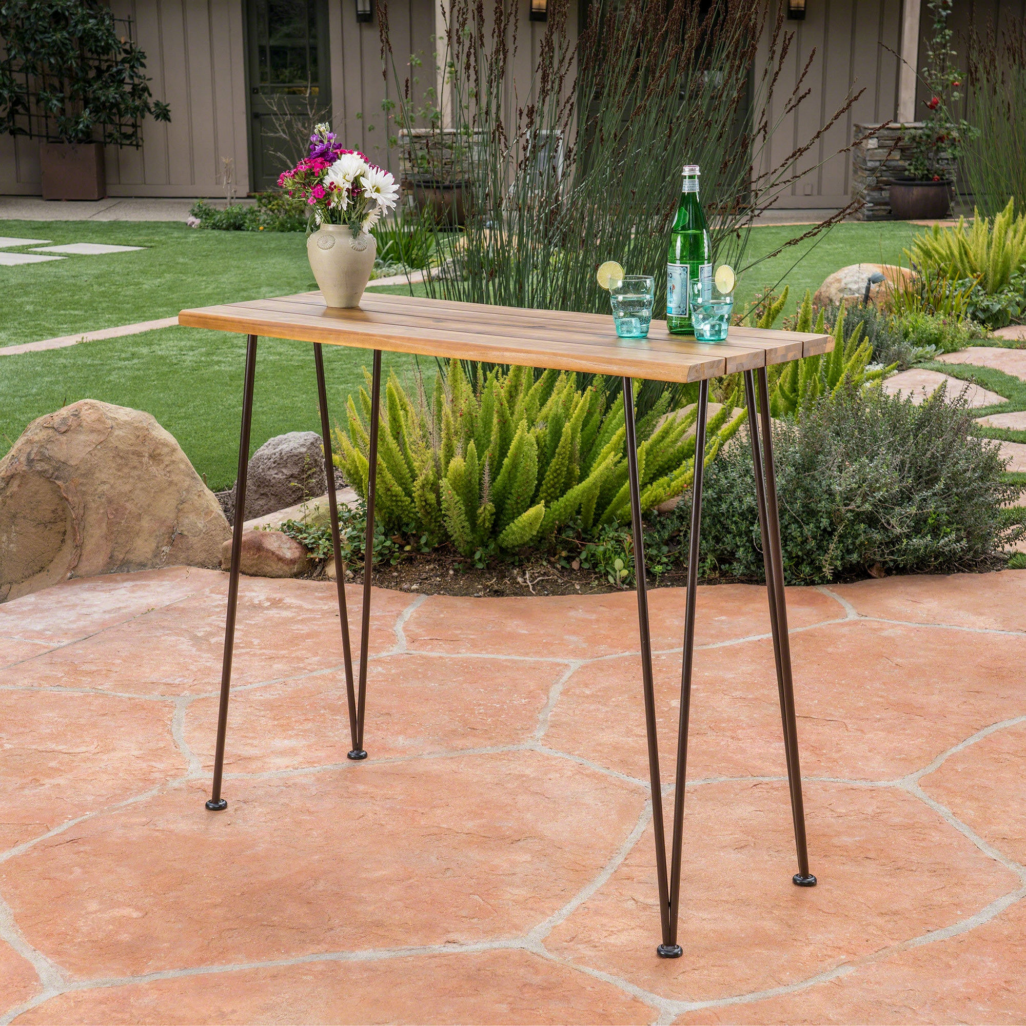 Trent Austin Design® DENALI INDUSTRIAL WOOD AND METAL BAR TABLE | Wayfair