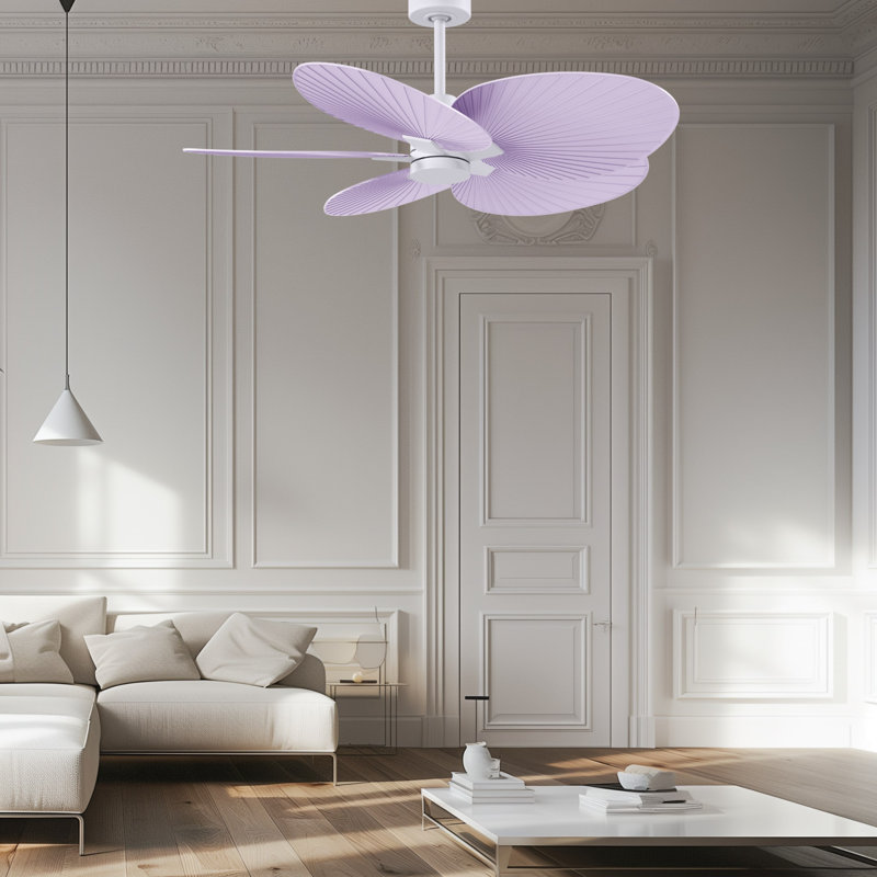 Alessandra Tropical - Five Blade Ceiling Fan - Matte White Finish - Matte White Blades, Matte White, Lilac