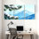 Hiver, forêt, neige, pin, branche, paysage de montagne, ensemble de 3 impressions sur toile