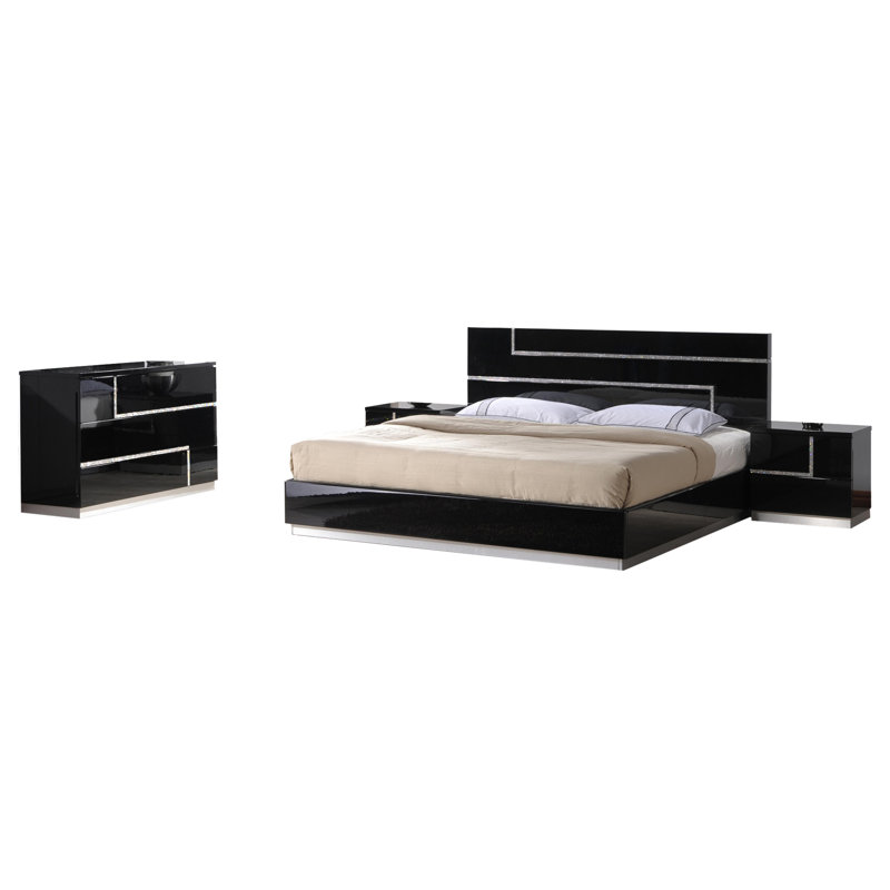 Ensemble de chambre configurable avec lit plateforme en bois massif