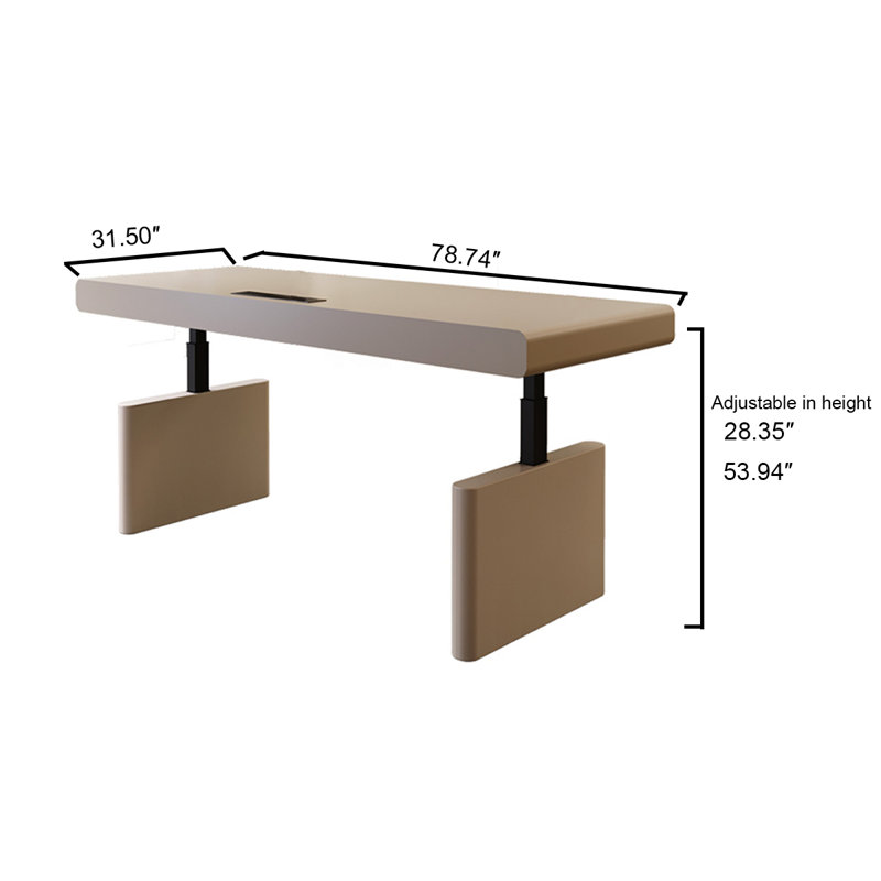 78.74" Modern Minimalist Cream-Coloured Adjustable Multi-Function Desk with Wireless Charging