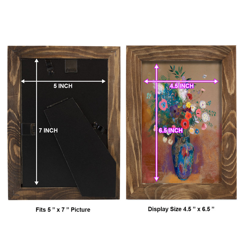 Bouquet de fleurs - encadré, H 6 po x l 4 po x P 1 po, Noyer