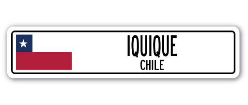Plaque de rue en aluminium Iquique, Chili, H 4 po x l 18 po x P 1 po