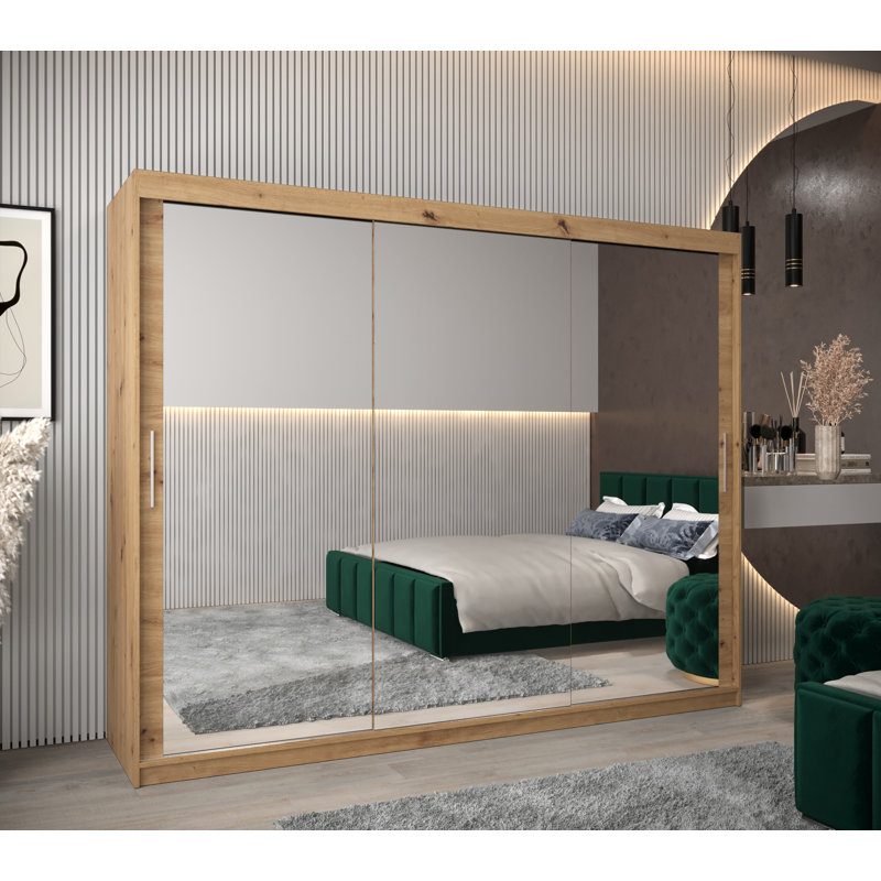 Melhado 3 Door Manufactured Wood Wardrobe, Artisan Oak