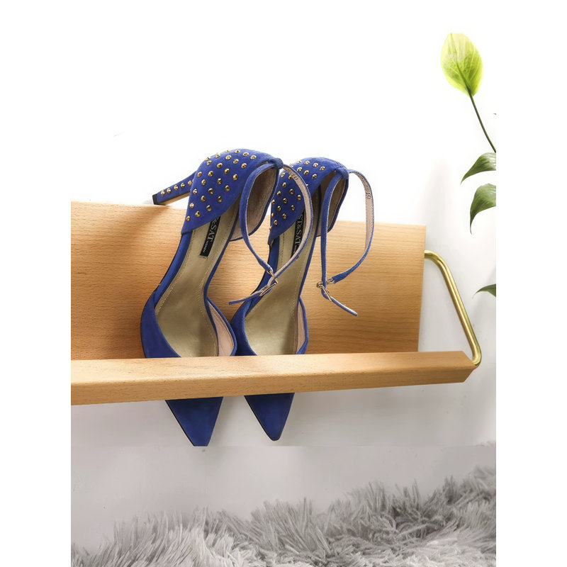 Solid Wood Entryway Wall Mounted Shoe Storage Racks, Natural Wood