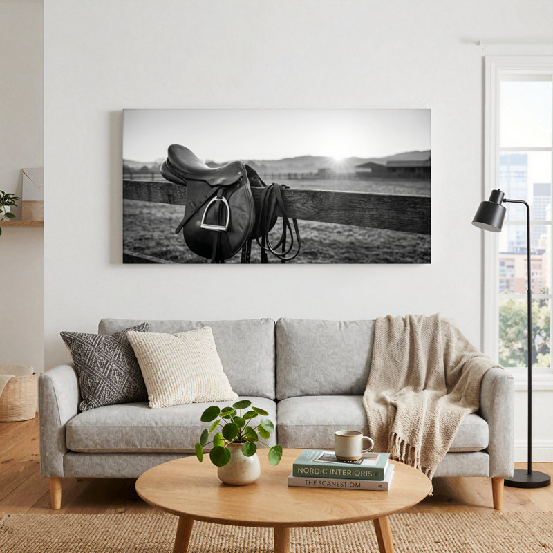 Ensemble de 1 tableau sur toile représentant une selle de cheval, L 32 po x H 16 po, Toile tendue