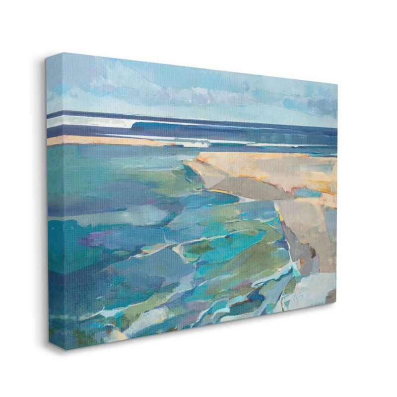 Plage abstraite par Tiers et mur - reproduction d'art, Toile tendue, H 20 po x l 16 po x P 1,5 po