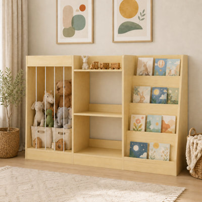 Bibliothèque avec étagères à 4 niveaux et rangement pour jouets