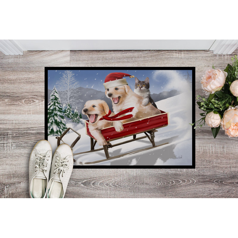 Lonnard Non-Slip Christmas Outdoor Doormat, 2' x 3'
