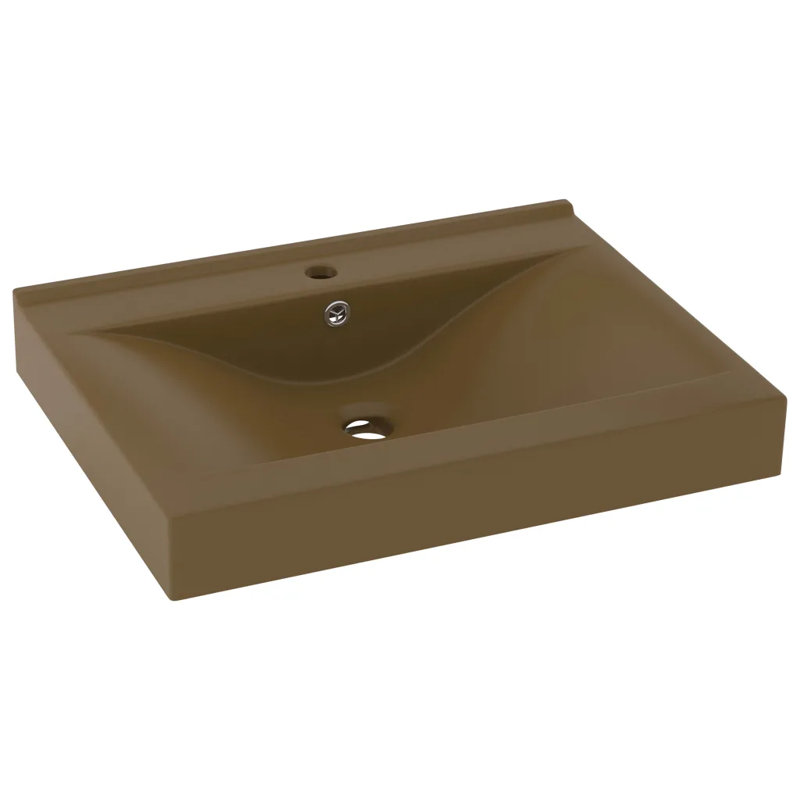 vidaXL Luxury Basin with Faucet Hole Matt 23.6x18.1" Ceramic, Cream