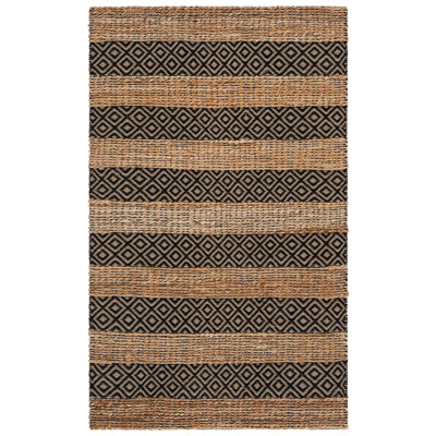 Tapis rayé en jute / coton à fibres naturelles Lexi-Amelia