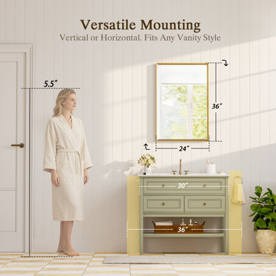 Bathroom Vanity Mirror, Aluminum Frame Beveled Wall Mirror for Over Sink, Tempered Glass Mirror for Bathroom Bedroom Entryway