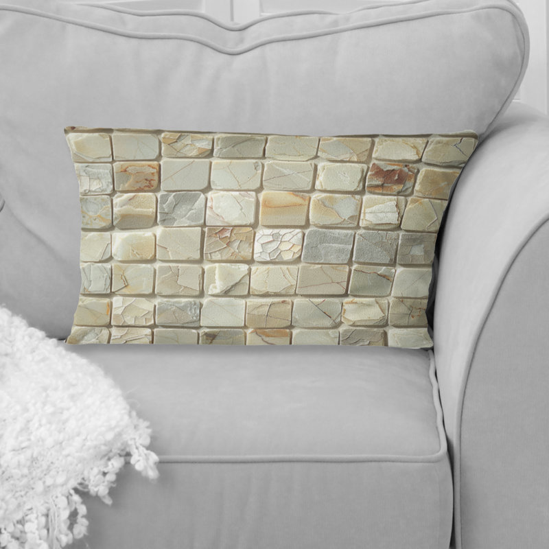 Carreaux de mosaïque moderne beige et gris I - Coussin lombaire moderne