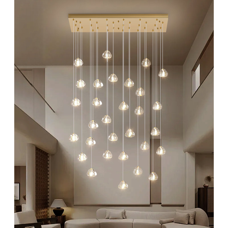 Lustre 30 lumières rectangulaires à intensité variable, Doré
