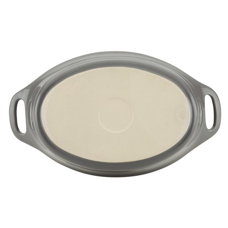 Gray Ceramic 1.5-Quart Oval Baker Dish