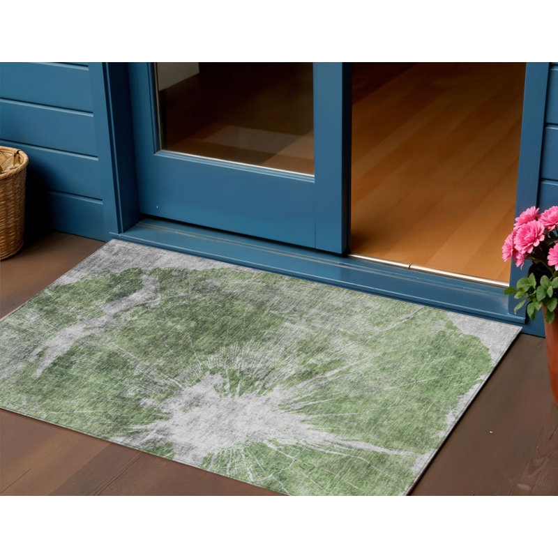 Tapis intérieur gris lavable abstrait 3 pi x 5 pi