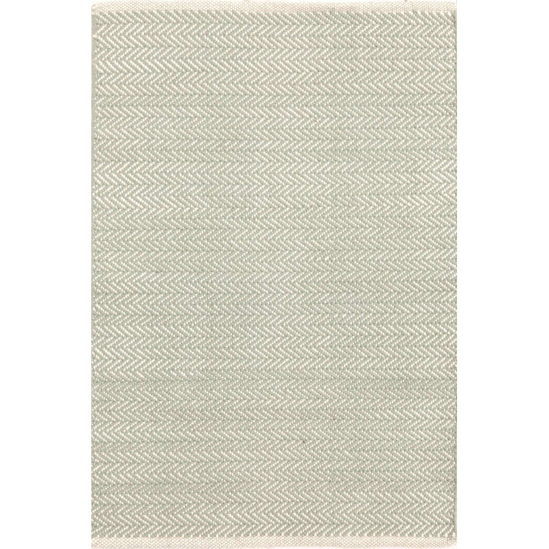 Herringbone Ocean Handwoven Cotton Rug, Rectangle 6' x 9'
