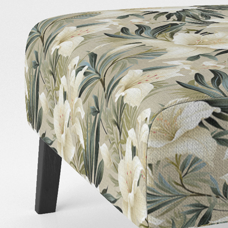 Fauteuil de chambre rembourré C, Motif d'oasis tropical neutre Ii I