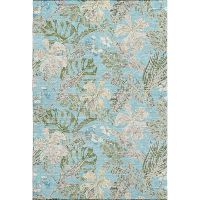Premium Machine Washable Varroville AMF1708 Floral Rug, Rectangle 5' x 7'6"