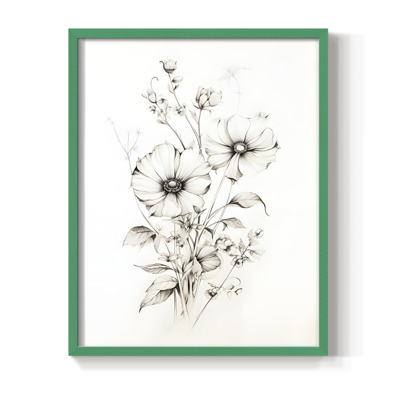 «Vintage Floral Print», impression encadrée CC XXXVII - bois massif, H 30 po x l 24 po, Vert