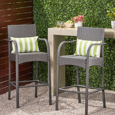 Paire 2 - construction en métal, siège de 30 po de hauteur, 2 tabourets de bar d'extérieur modernes, métal, chaise haute de 44,67 po, patio