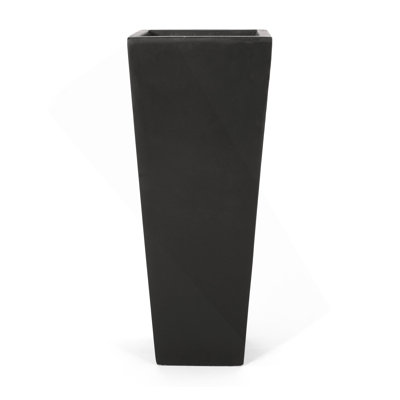 Outdoor Modern MGO Cast Stone Planter, Black