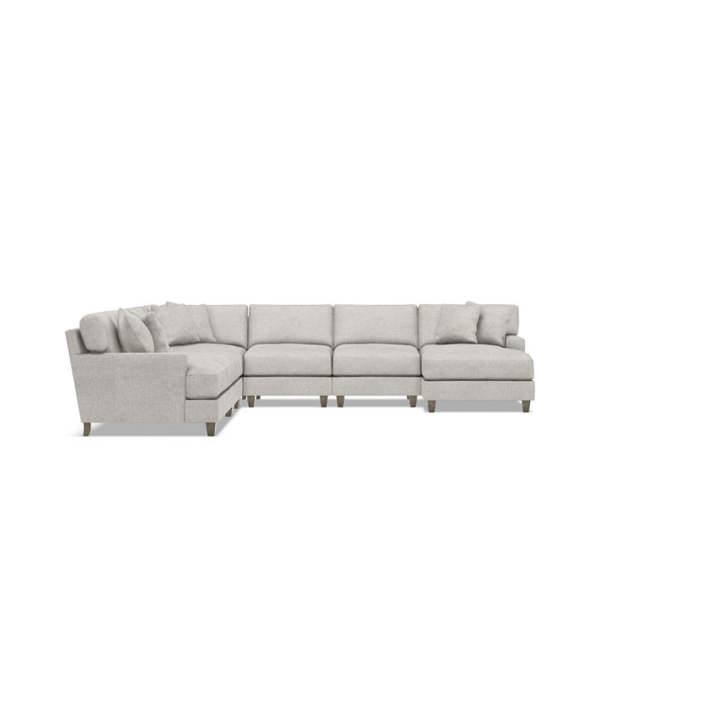 Mila Sectional, Light Gray Polyester, 33.5" H x 137" W x 137" D, Right Hand Facing